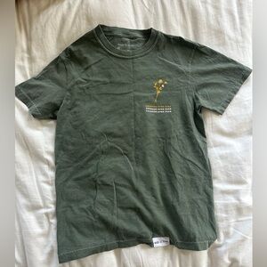 Walk in Love Olive Green Cotton Floral Graphic Tee “Courage Over Fear” - Size S